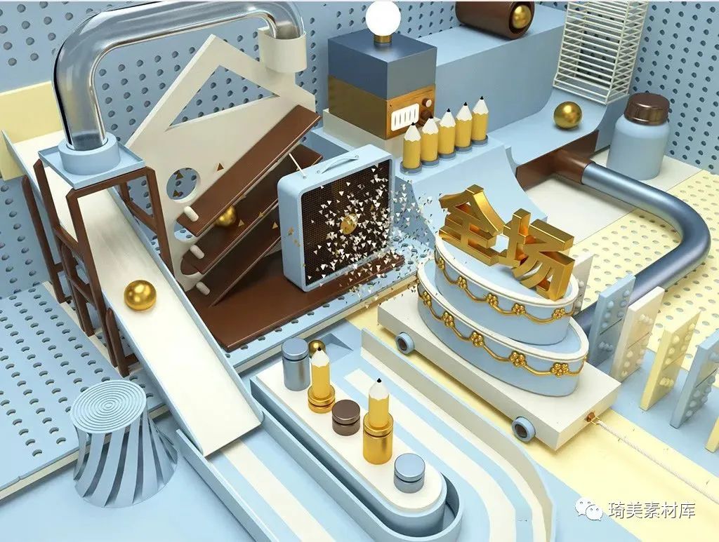 C4D炫酷舞台场景,C4D三维空间,C4D梦幻场景,C4D黑金电商场景,C4D产品及展示模型_琦美素材库，让您的设计少走弯路~