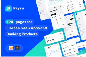 124屏金融科技初创公司银行货币理财应用程序APP界面设计UI套件 Paysa – UI kit f