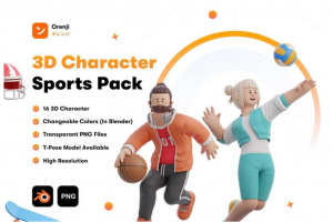 16款高级卡通奥运会体育运动人物插画插图3D图标icons设计素材包 3D Character Sp
