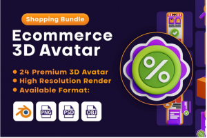 24个高级有趣电子商务购物商城3D图标Icons设计素材包 Ecommerce & Shopping