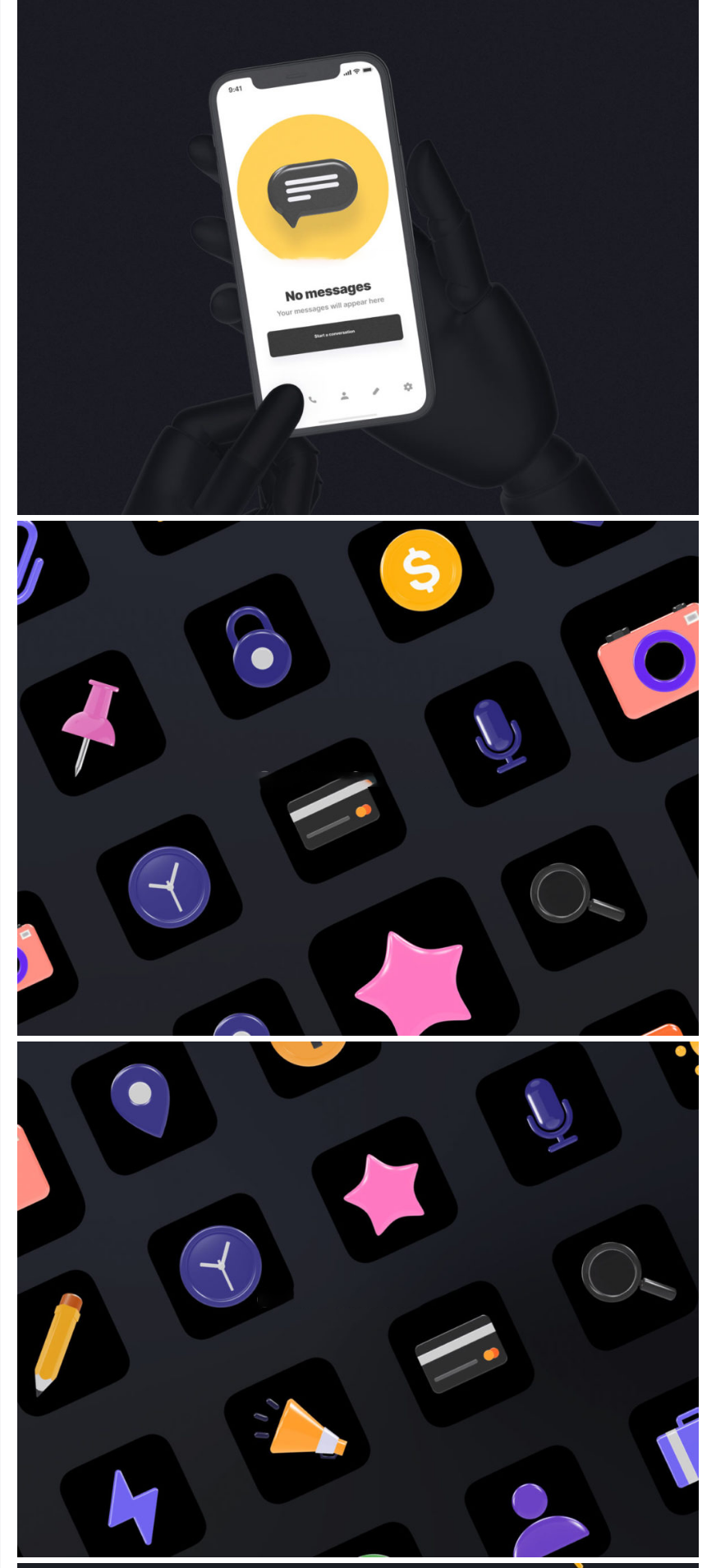 30个时尚有趣3D质感高清移动应用小图标icon素材C4D文件下载_琦美素材库，让您的设计少走弯路~