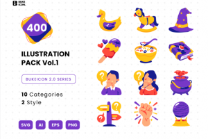 400个优美卡通人物工具玩具信息技术3D图标Icons设计素材包 Bukeicon 2.0 seri