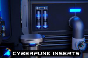 Blender插件科幻赛博朋克灯光模型预设Cyberpunk Emissive Inserts