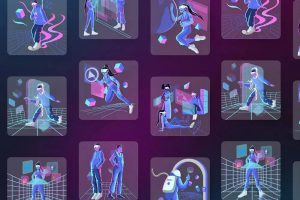 元宇宙元界科技科幻虚拟世界人物化身场景插画AI矢量设计素材