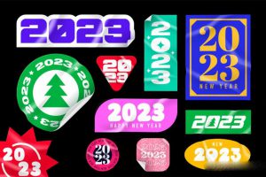 2023新年矢量不干胶标签贴纸素材可商用ai源文件