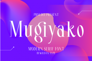 现代优雅杂志排版产品包装标题标志logo设计浓缩衬线英文字体包 Mugiyako Font Fami