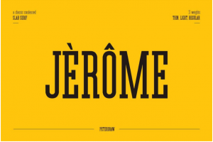 现代华丽紧凑浓缩杂志海报标题logo徽标设计无衬线英文字体 Jerome – Condensed S