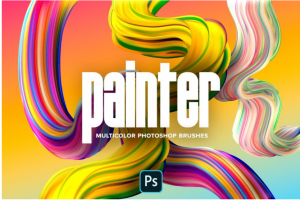 现代活力多彩华丽液体涂料流体3D抽象艺术绘画PS混合笔刷设计素材包 Painter – Multic