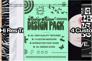 100+款复古做旧CD封面设计背景图片字体展示样机PS设计素材套装