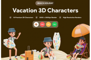 10款高级假期旅行人物插画插画3D图标Icons设计素材包