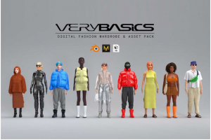 150+时尚虚拟数字3D立体服装上衣下装包袋鞋子帽子服饰人物Blender_OBJ模型材质套装 Di