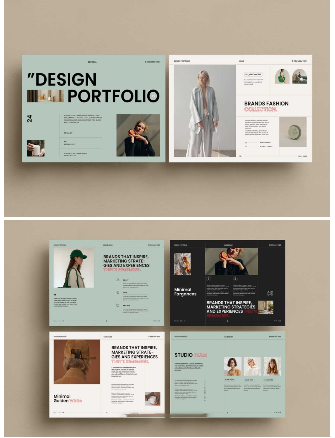 20页优雅横版A4品牌推广指导作品集画册排版版式设计id模板 Design Portfolio Te_琦美素材库,让您的设计少走弯路~