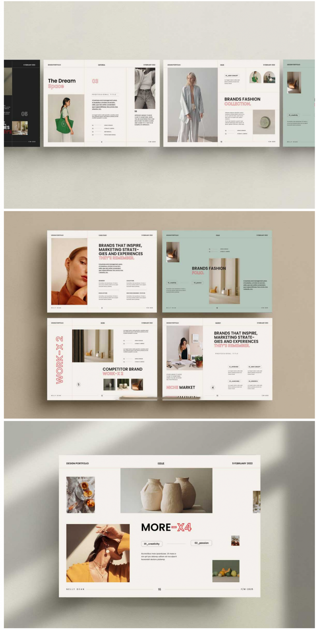 20页优雅横版A4品牌推广指导作品集画册排版版式设计id模板 Design Portfolio Te_琦美素材库,让您的设计少走弯路~