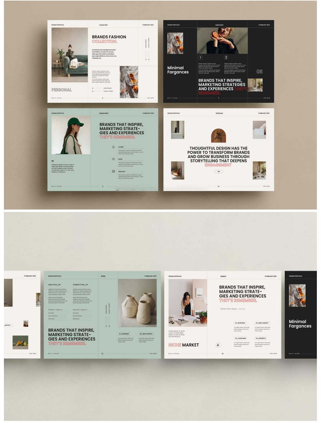 20页优雅横版A4品牌推广指导作品集画册排版版式设计id模板 Design Portfolio Te_琦美素材库,让您的设计少走弯路~