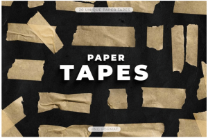 20款优质棕色撕裂美纹纸胶带PNG免抠图背景图片设计素材 Paper Tape Overlays