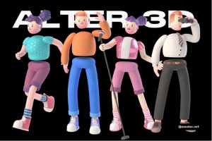 300+创意卡通趣味3D立体青年人物IP角色插画生活工作场景动作UI套件包 Alter 3D ill