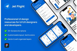 33+屏时尚航班飞机票预定在线购买APP界面设计UI套件FIGMA模板素材