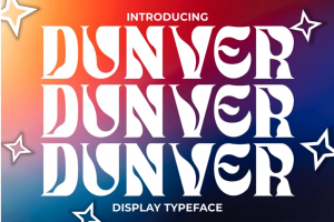 60年代复古迷幻逆反差专辑海报标题设计装饰英文字体素材 Dunver – Display Font