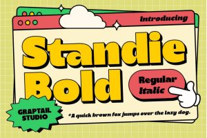 80年代复古卡通有趣俏皮海报贴纸标题徽标logo设计无衬线粗体英文字体 Standie – Bold