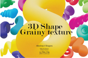 卡通3D立体扭曲波浪抽象几何图形潮流海报底纹png免抠图片素材 15 Variation 3D Sh