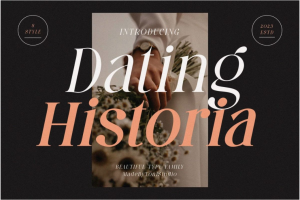 复古优雅女性化品牌推广杂志海报标题设计衬线英文字体家族 Dating Historia font f