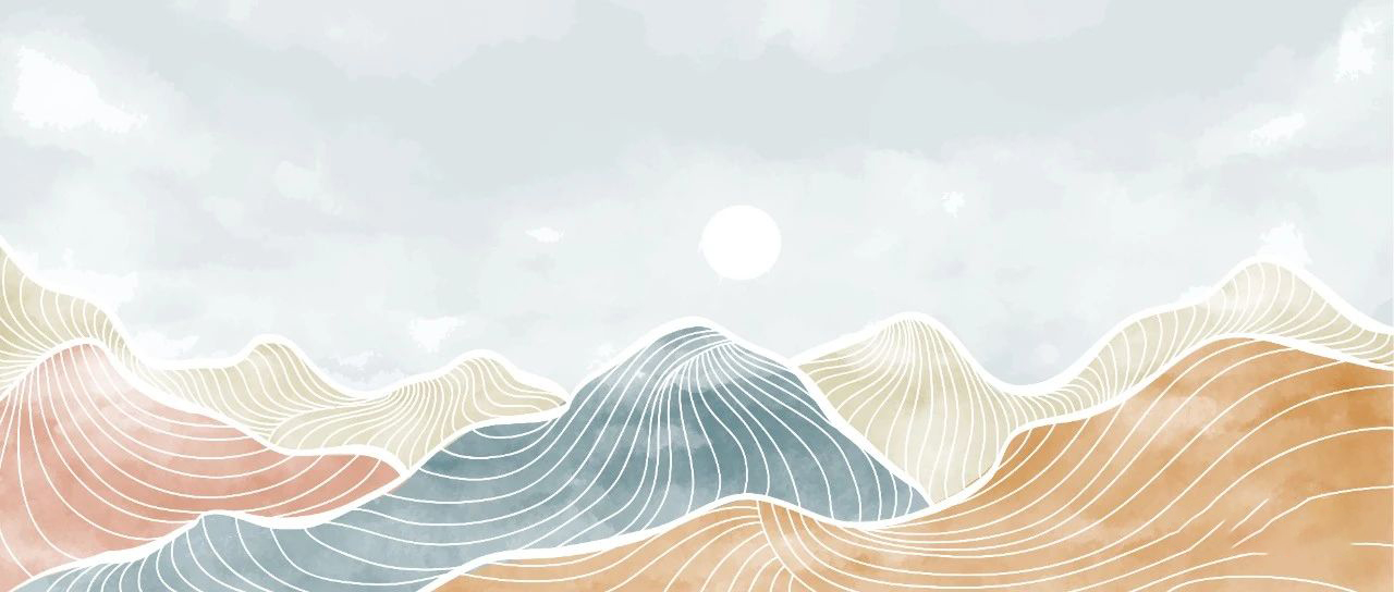71款线条抽象艺术山水日出日落风景手绘插画背景装饰画AI矢量设计素材
