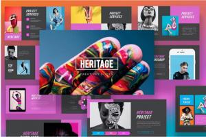 时尚创意企业项目策划品牌设计提案演示文稿图文排版设计PPT+Keynote模板 Heritage P