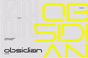 未来科技科幻赛博朋克机能品牌海报标题徽标logo设计无衬线英文字体 Obsidian Font