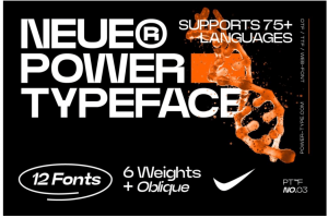 现代时尚工业风几何杂志海报标题logo设计逆反差无衬线英文字体安装包 Neue Power Font