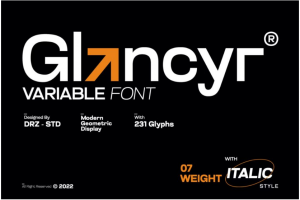现代潮流工业风几何杂志排版海报标题logo设计psai无衬线英文字体安装包 Glancyr – Mo
