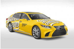 豪华雷克萨斯LS轿车汽车车身广告设计贴图ps样机模板素材