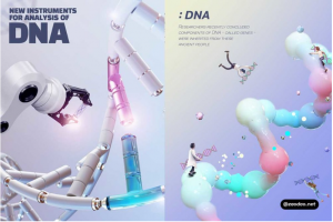 12款生物科技医学DNA基因科技展板海报设计PSD模板素材源文件