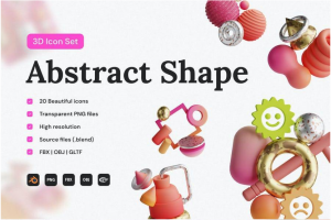 20款高级质感3D立体几何抽象图形图标Icons设计素材包