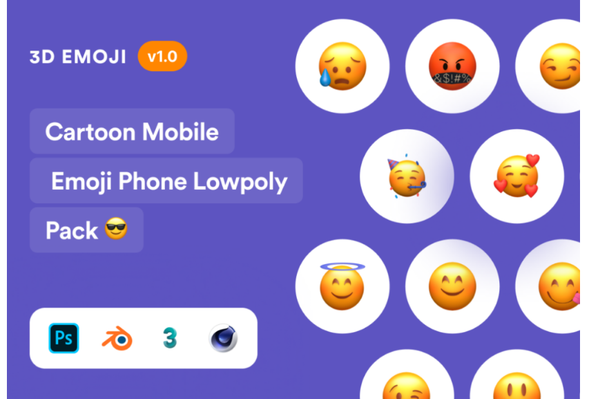 70款3D卡通有趣Emoji表情符号图标Icons设计素材包_琦美素材库，让您的设计少走弯路~