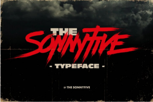 80年代复古电音专辑封面电影海报标题Logo设计手写英文字体素材 The Sonnyfive Typ