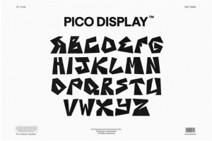 时尚经典不规则几何逆反差海报服装标题logo设计装饰英文字体 Pico Font by Manass