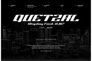 未来科幻科技机能杂志海报标题设计斜体PSAI英文字体安装包 Quetzal – Display Fo