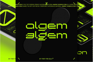 未来科幻科技赛博机能艺术抽象海报标题logo徽标排版英文字体设计素材 Algem by Studio