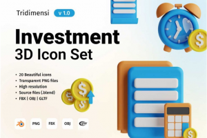 20款高级3D立体金融投资理财资产管理图标Icons设计素材合集