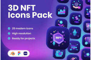 25款高级质感3D立体NFT虚拟加密货币金融科技区块链插图图标Icons设计素材合集