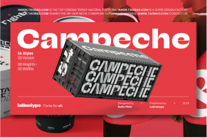 54款复古怪诞俏皮杂志海报标题排版标题logo设计英文字体安装包 Campeche Font Fam