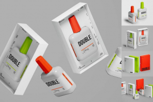 5款时尚化学粘合剂胶水塑料包装瓶包装盒设计PS智能贴图样机模板