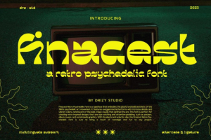 60年代复古迷幻逆反差酸性标题无衬线英文字体设计素材 Finacest – Retro Psyche