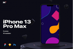 8款时尚APP界面设计苹果手机iPhone 13 Pro Max屏幕演示样机PSD模板素材