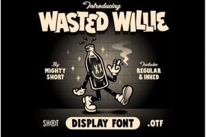 卡通有趣包装T恤标题徽标logo设计英文字体安装包 Wasted Willie Font