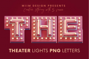 复古创意3D立体霓虹灯泡字母数字PNG免抠图设计素材