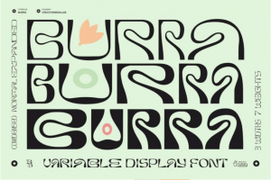 复古迷幻波浪扭曲酸性画册书籍标题Logo设计英文字体安装包 Burra – Psychedelic