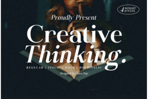 时尚优雅女性化斜体杂志排版包装标题设计衬线英文字体素材 Creative Thinking Font