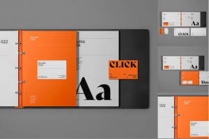 时尚品牌VI设计文件夹信封名片展示效果图PSD样机模板素材