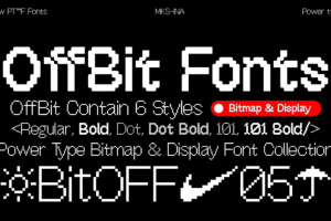 未来科幻数码科技位图像素嘻哈风点状PSAI英文字体安装包 OffBit Font Family